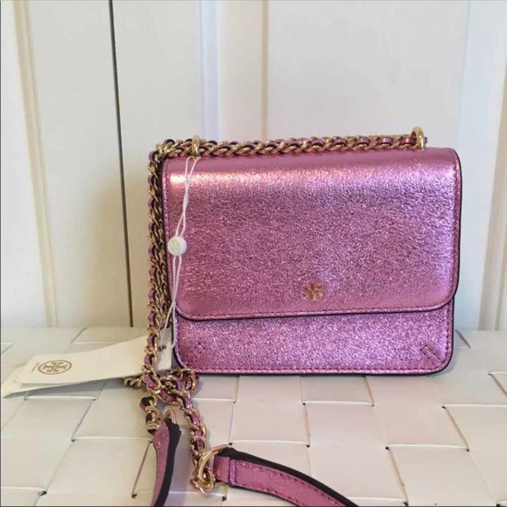 NWT Authentic Tory Burch Pink Crinkle Crossbody - Picture 5 of 5